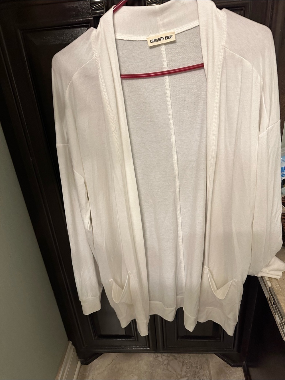 Charlotte Avery Cream Open-Front Lightweight Cardigan